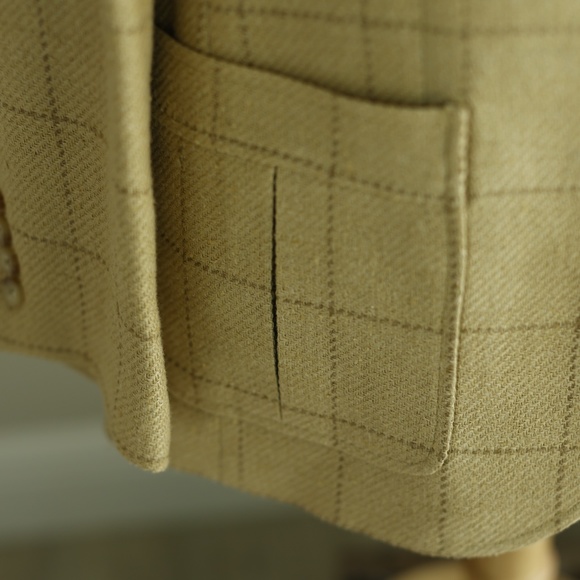 Boys Blazer Polo Ralph Lauren Linen Silk Blend Windowpane Beige Size 16 Like New - Picture 6 of 11